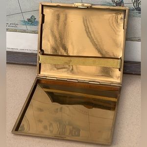 German Art Deco Gold Brass Metal Cigarette Case Made in Germany Vintage
